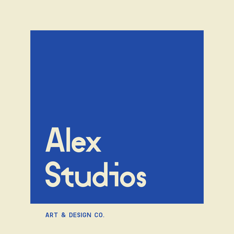 Studio Logo Example into a Blue Square Background