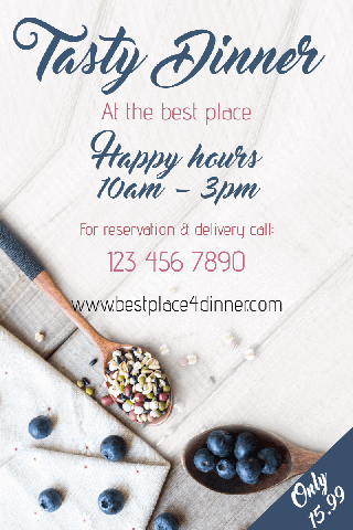 Tasty Dinner for Happy Hours Poster Example