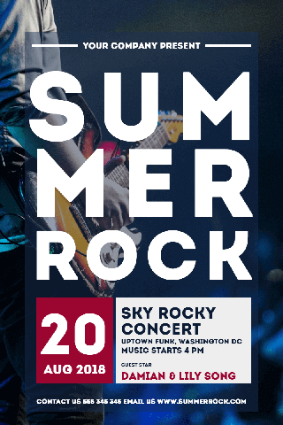 Sky Rocky Concert Poster Invitation Easy to Customize