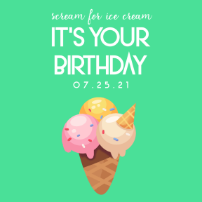 Scream for Ice Cream 0 Editable Greeting Card for Happy Birthday