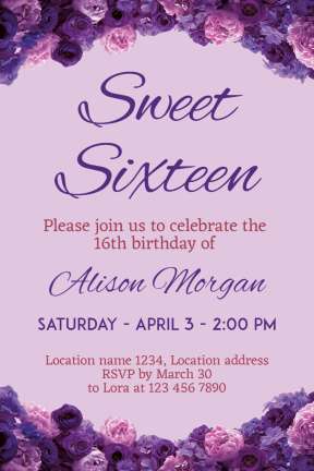 Sweet Sixteen #invitation #sweetsixteen #party #birthday #anniversary #