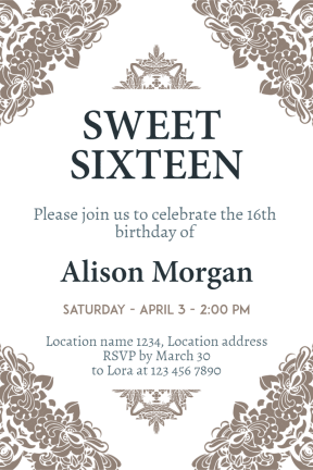 Sweet Sixteen #invitation #sweetsixteen #party #birthday #anniversary #