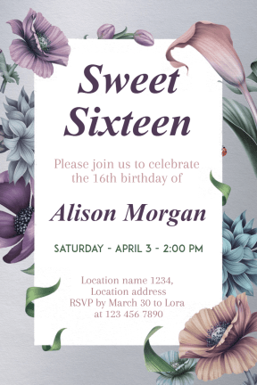 Sweet Sixteen #invitation #sweetsixteen #party #birthday #anniversary #