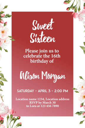 Sweet Sixteen #invitation #sweetsixteen #party #birthday #anniversary #